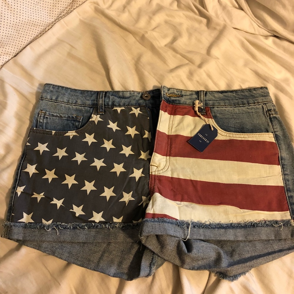 American flag jean shorts